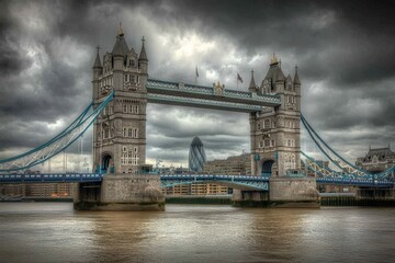 Fototapeta premium Dramatic view of iconic london landmark tower bridge