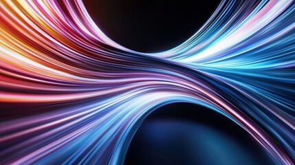 Fototapeta premium Colorful Light Waves on a Dark Background