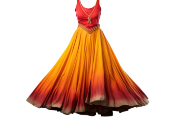 Punjabi Dress with Festive Lehenga Choli and Ornate Jewelry Isolated on Transparent Background