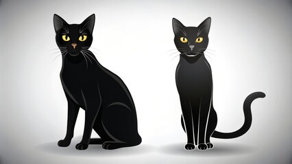 Obraz premium Artistic black cat silhouette ideal for your creative needs. This versatile illustration comes in various formats,