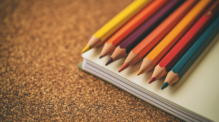 Sketchbook with different colored pencils