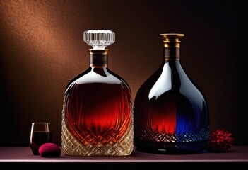 elegant bold bottle glass arrangement displayed richly textured backdrop highlighting shape color, design, aesthetic, composition, clarity, elegance, modern