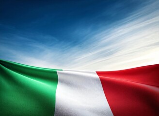 Obraz premium Italy flag waving against a clear blue sky, symbolizing national pride and identity