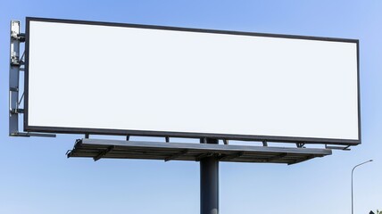 Obraz premium Blank Billboard Against Clear Blue Sky