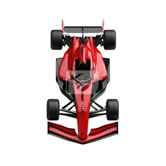 Naklejka premium Red Formula Racing Car Overhead View, transparent background