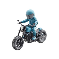 Fototapeta premium Cartoon Motorcycle Rider on a Bike, transparent background
