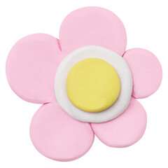 Png 3D pink flower sticker, clay design, transparent background