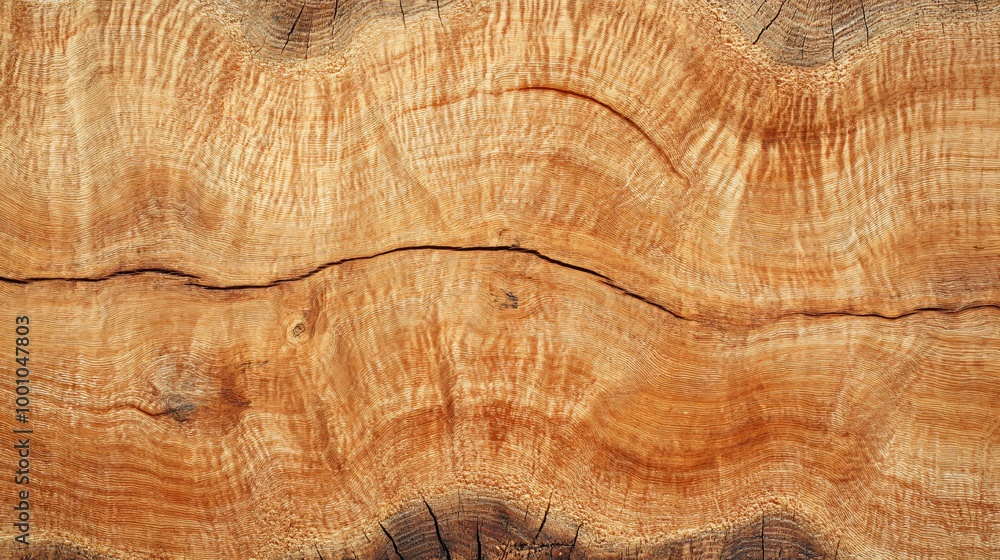 Poster detailed texture of a tree trunk with wavy patterns and a crack running across the center.