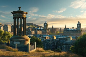 Stunning cityscape of historic architecture at sunset