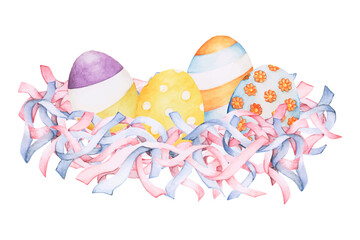 Easter eggs png watercolor element, transparent background