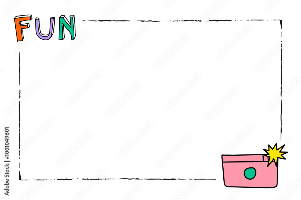 Poster colorful fun rectangle frame design element