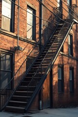 Gritty urban fire escape staircase