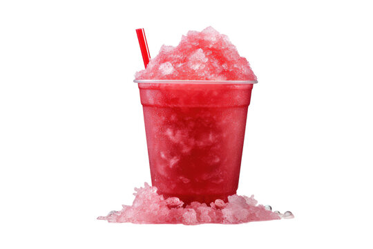 Delicious Strawberry Slushie with a Fresh Strawberry Garnish Isolated on Transparent Background