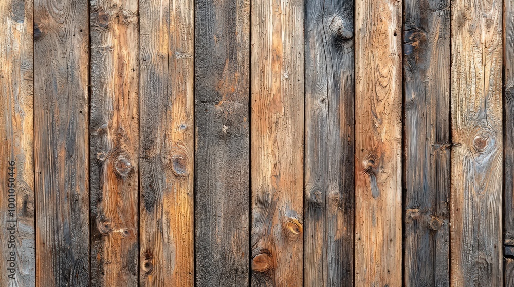 Aufkleber weathered wooden planks showcase a variety of textures and warm tones, illuminated by soft natural l