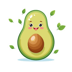 Avocado Cute Cartoon Fruit Fresh Animation Kawaii Healthy Character
