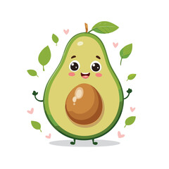Avocado Cute Cartoon Fruit Fresh Animation Kawaii Healthy Character
