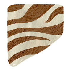Zebra pattern png collage element, brown abstract shape with texture in earth tone