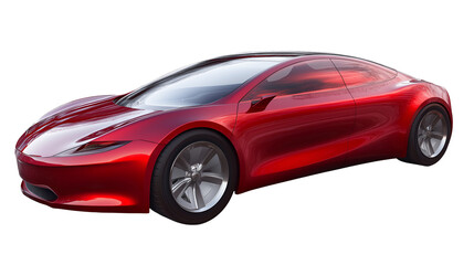 Sporty toy car isolated on transparent PNG. Sleek car.