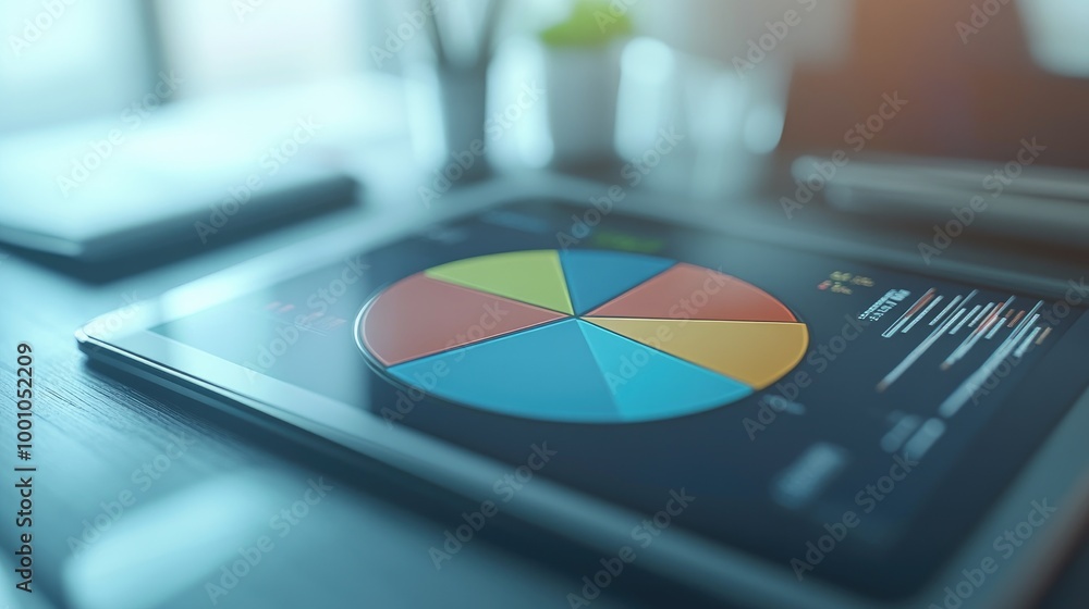 Aufkleber a high-resolution image of a 3d pie chart on a digital tablet, with various segments clearly defined