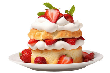 Elegant Strawberry Basil Cake with Balsamic Glaze Drizzle Isolated on Transparent Background