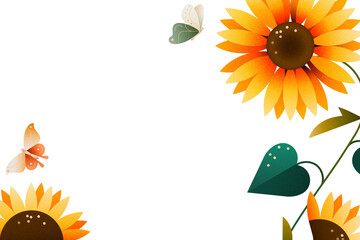 Sunflower png border transparent, color graphic, illustrative sticker