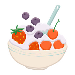 Aesthetic png fruit yogurt sticker, food collage element, transparent background
