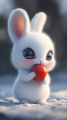 Fototapeta premium rabbit in the snow with a applerabbit in the snow with a apple