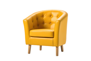 Stylish Tub Chair with Mid-Century Modern Design and Button-Tufted Back Isolated on Transparent Background