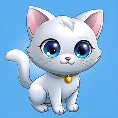 Obraz premium a white color cute cat with blue eyes