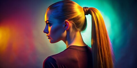Elegant ponytail hairstyle with smooth texture and sophisticated look for fashion and beauty themes