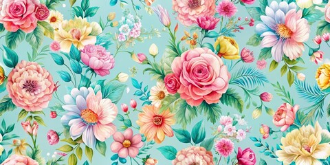 Elegant seamless background with abstract floral patterns in soft pastel colors for design projects