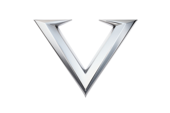 Modern Minimalist Letter V with Clean Lines Isolated on Transparent Background
