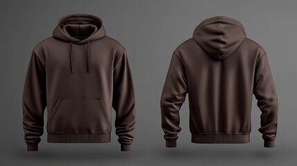 front and back dark brown hoodie mock up