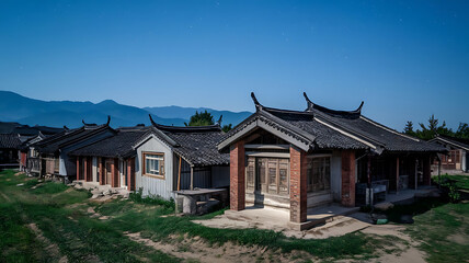 wooden house in mountains