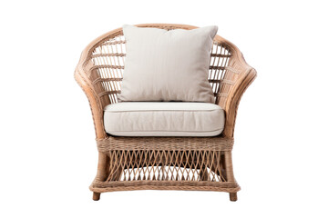 Modern Wicker Dining Chair with Sleek Design and Clean Lines Isolated on Transparent Background