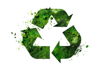 Green Recycling Mark with Bold Arrows and Vibrant Color Isolated on Transparent Background