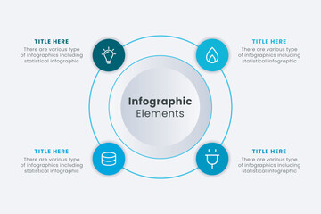 Infographic elements design template, A circle infographic with 4 steps can be used for workflow layout, presentation, diagram, banner, web design, and vector illustration.