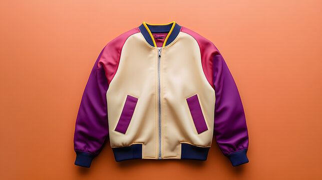 recommend clip art: A mockup of a varsity jacket in minimalist modern design