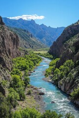 Stunning mountain landscape with rushing river