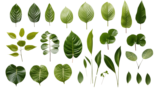 Lush green leaves flat lay.