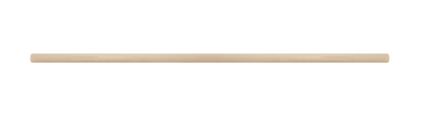 Horizontal wooden peg, stick. On isolated transparent background.
