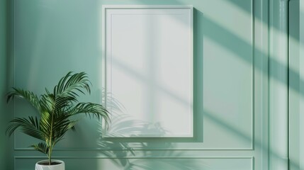 Blank canvas displayed on a tabletop in front of a green backdrop, ready for your design