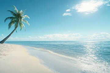 Serene tropical beach with palm tree