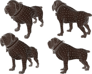 Vector sketch illustration design of a pet bulldog dog with a collar as a house guard