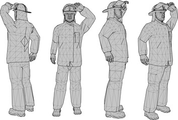 Vector sketch illustration design of firefighter in security uniform
