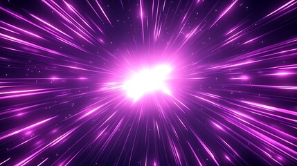  Neon speed rays abstract background. A burst of pink light energy. The movement of luminous purple rays in space. 