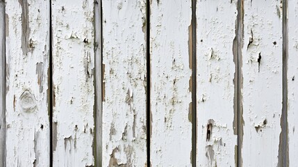 Weathered White Wooden Panel With Peeling Paint.