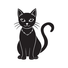 cat silhouette vector, black and white silhouette, vector and illustration