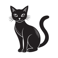 cat silhouette vector, black and white silhouette, vector and illustration