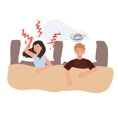 husband insomnia due to wife snoring. sleepless nights and relationship dynamics